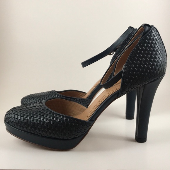 Brooks Brothers Shoes - BROOKS BROTHERS woven calfskin ankle strap heels